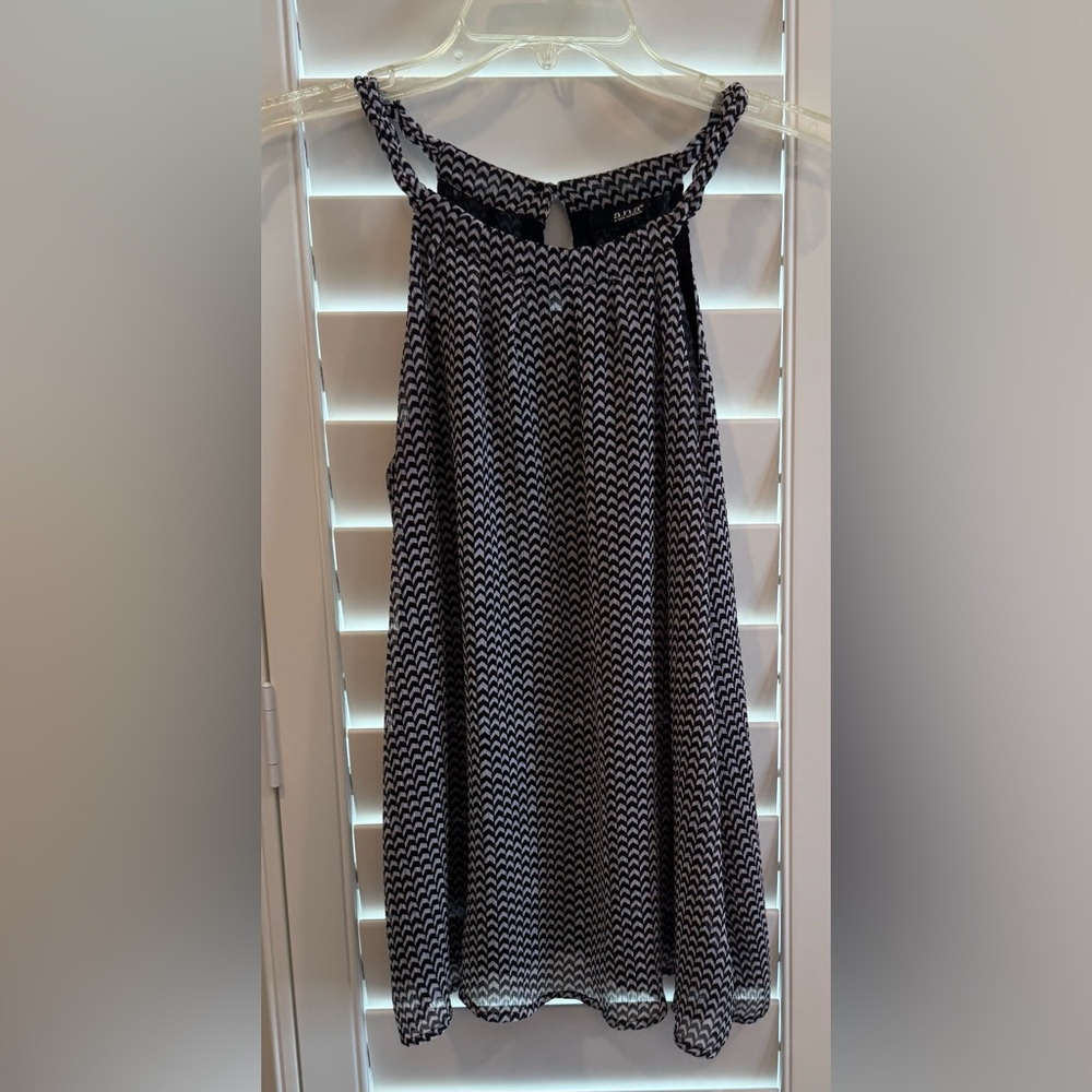 Black and White Dotted Tank Style Blouse - Jr M